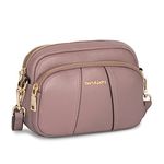 DORIS&JACKY Leather Crossbody Bag For Women Small Soft Triple Zipper Shoulder Handbags With Adjustable Strap…, Light Purple