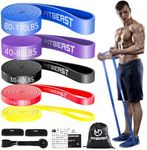 FitBeast Resistance Bands Set, 5 Levels Pull Up Bands for Bodyweight Training, Powerlifting, Muscle Building, Home Gym Workout, Stretching, Stretch Bands with Door Anchor (Bright Spectrum 5-170 LBS)