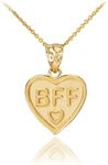 Fine 10k Yellow Gold Best Friends Forever Charm BFF Heart Necklace