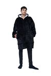 LAMA STORE Blanket Hoodies | Premium Wearable Sherpa Blanket with Large Front Pockets | All Patterns & Colors | Thick & Warm, Oversized Hoodie Blanket for Women & Men (Black Is Black)