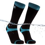 DexShell Waterproof Socks Coolmax Cushioned Inner Hiking Trekking For Men and Women, Coolvent Aqua Blue Stripe, Mid Calf Unisex Medium