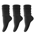 DRESHOW 3 Pairs Women Slouch Socks Extra Long High Thigh Cotton Knit Socks Soft Scrunch Socks Warm Thick Long Knee High Boot Socks