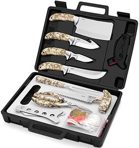 GVDV Hunting Knife Set - 15 Pieces Field Dressing Kit, Portable Deer Hunting Gear Butcher Game Processing Kit and Accessories, Hunting Knife Kit for Men Hunter