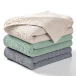 lulumoon Muslin Swaddle Blanket Baby - Cotton Swaddling Blanket Soft Baby Receiving Blanket Neutral 3Pack(Grey+Green)