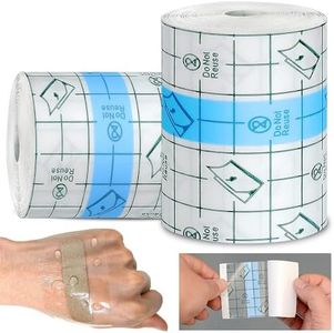 2 Pack Waterproof Transparent Bandages, 7CM X 10M Stretch Clear Adhesive Film Bandage Skin Dressing Tapes, Shower Shield, Disposable Film Wound Dressing Covers for Tattoo Aftercare Swimming Human Pets