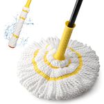 KeFanta Self-Wringing Twist Mop For Floor Cleaning, Long Handled Microfiber With Top Scouring Pad Kitchen, Hardwood, Restaurant, Bathroom, Garages, Warehouses, Office, 57-Inch