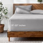 Bare Home Queen Fitted Sheet - Extra Deep Pocket Fitted Sheet - Premium 1800 Microfiber - Ultra-Soft Wrinkle Free - Queen Deep Pocket Fitted Bottom Sheets (Queen - 22 inch Pocket, Light Grey)