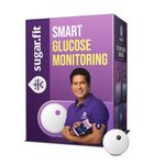 Sugar.fit Smart Glucose Monitoring, Real-Time Blood Sugar Level Tracking, Bluetooth-Enabled, Last upto 15 days, Coach Consultation Included (Pack of 1)