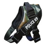 Dog Trust K9 Police Dog Harness, Chest Body Belt for Dogs, Camouflage Choke Free Double Padded Vest Wit Adjustable Neck and Chest Dog Standard Harness (Large)