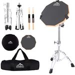 EASTROCK Practice Drum Pad Stand Bundles,Beginners Drum Pads 11 Inches Double Sided Slient with Drum Stand, Rubber Dumb Drum with Drum Stand Drumsticks and Storage Bag (11" with Stand, Gray)