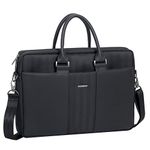 Rivacase 8135 15.6 Inch Business Laptop Briefcase | Water Resistant Office Messenger Bag | Padded Nylon Shoulder Bag | Multi Compartment Storage for Notebook Tablet Cell Phone or MacBook | Black