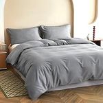 Simple&Opulence Double Bamboo Viscose Duvet Cover Set, Silky and Soft Bed Cover Cool Bedding Perfect for Skin and Hair with Pillowcases(200×200cm,Grey)