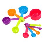 Rightox Measuring Cups and Spoons Food Graded Plastic Stackable Kitchen Utensil Set of 10 Multicolor