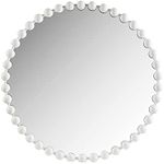 MADISON PARK SIGNATURE Wall Décor Marlowe Metal Spherical Frame Round Mirror for Living Room - Home Accent, Ready to Hang Bedroom Decoration, White, 36" Diameter