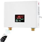 Mini Instant Water Heater Instant Electric Water Heater 3000W Constant Temperature Electric Tankless Water Heater with Remote Control Digital Display for Home Kitchen Bathroom Indoor 220V (White)