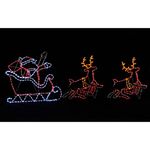 Extra Large Animated Santa Sleigh Reindeer Christmas Outdoor Rope Light 2.7m