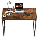 Computer Desk 39 inch Home Office Desk Writing Study Table Modern Simple Style PC Desk with Black Metal Frame (Brown)