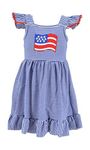 Unique Baby Girls 4th of July American Flag Dress (5/L) Blue