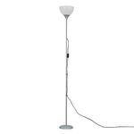 MiniSun Modern Silver Uplighter Floor Lamp with a White Shade