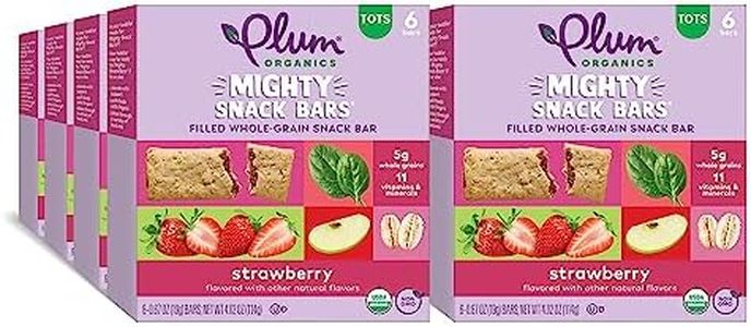 Plum Organics Mighty Snack Bars - Strawberry - 0.67 oz Bars (Pack of 48) - Organic Fruit and Vegetable Toddler Food Snack Bars