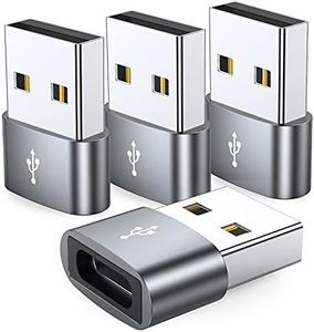 JXMOX USB C Female to USB Male Adapter 4-Pack, Type C to USB A Charger Cable Converter,Compatible with iPhone 11 12 13 14 15 16 Plus Pro Max,iPad Pro Air 4 Mini 6,Samsung Galaxy S24 S23 S22 S21,Pixel