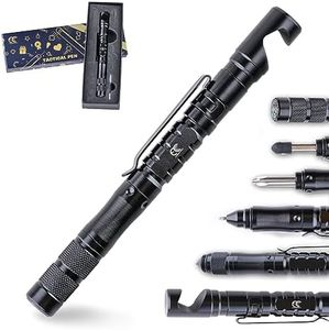 MCCC Tactical Pen 8 in 1 Multitool with Phone Holder, Stylus Pen Gifts for Men EDC Pen for Self Defense, Daily Use, Outdoors, Survival Gear