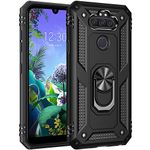 Dionsibei Military Grade Drop Impact for LG Aristo 5 Case LG Phoenix 5/Fortune 3/K300/LG Aristo 5+ Plus/LG K31 Case Metal Rotating Ring Kickstand Armor Heavy Duty Cover Aristo 5+ Plus Case (Black)