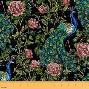 Erosebridal Peacock Fabric By the Yard, 10 Yards