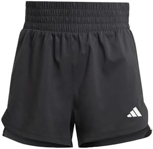 adidas Women's Performance Pacer Training 3-Stripes Woven High-Rise Shorts, Black/White, Medium (3-Inch Length)