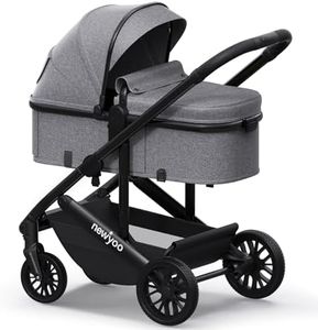 newyoo Bassinet Stroller for Baby, Nestro 516M, Convertible Infant Strollers w Reversible Seat & Cup Holder, 2-in-1 Rear-Facing Pram from Newborn to Toddler, One-Hand Easy Fold, Grey