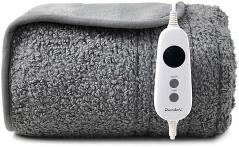 Dreamaker Teddy Fleece Boucle Style Electric Heated Throw Blanket 160x130cm Energy Efficient Heat Rug Plush Snuggle Overheat Protection Adjustable 9 Heat Settings Detachable Controller - Light Grey