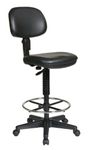 Office Star Sculptured Vinyl Seat and Back Pneumatic Drafting Chair with Adjustable Chromed Foot ring, Black