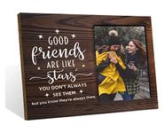 PZJIEAN Good Friends Are Like Stars - Personalized Vintage Wooden Memorial Picture Frame, Friendship Gifts for Sister, Friends, Women, Girls Birthday Graduation Christmas Gifts, Holds 4x6 Inch Photo