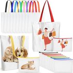 TESIN 20 Pack Sublimation Canvas Tote bags Cosmetic Bags Bulk Reusable Blank Grocery Bags Printing Heat Transfer Makeup Bags Shopping Bags for DIY Craft Christmas Wedding Gift