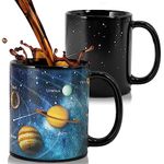 Doublewhale Color Changing Personalised Mugs for Men Kids, Coffee Gifts for Men, Cool Astronomy Space Physics Gifts for Teaher Friend - 12OZ Magic Heat Sensitive Solar System Ceramic Coffee Cup