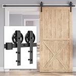 Acicihenn 5 FT/60 IN Barn Door Hardware Kit 330 lbs Heavy Duty Big Wheel Sliding Barn Door Hardware Fit 30" Single Barn Door, Smoothly Sliding Door Big Spoke Wheel Roller Track for Cabinet, Bedroom