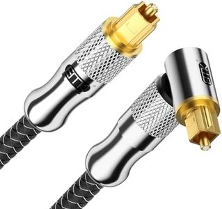 EMK Premium 24K Gold-Plated Right Angle Optical Cable – 90° Toslink to Toslink (10M/30Ft), 360° Rotatable for Soundbars, TVs & Home Theater
