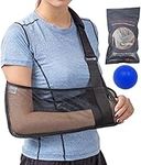 HKJD Mesh Arm Shoulder Sling With Exercise Ball Medical Shoulder Immobilizer Shower Adjustable Arm Brace Torn Rotator Cuff Injury - Right Left Arm Men Women - Shower Sling Elbow，Black With Ball