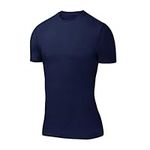 PowerLayer Boys' Compression Baselayer Top Short Sleeve Under T-Shirt - Navy, 12-14 Years (Boys X-Large)
