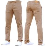 Crosshatch Mens 'Brooks' Stretch Chino Slim Fit Leg Trousers Jeans by JeanBase Sand 34W X 32L