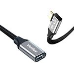 Verilux Type C Extension Cable 3.3Ft(2/10Gbps),90 Degree Usb 3.1 Type C Male To Female Cable 4K Video 100W/5A Fast Charging Braided Cable For Macbook Pro/Air/M1,Ipad Pro Dell Xps Surface Book, Black