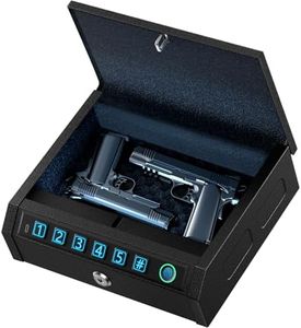 AIRMuch Biometric Gun Safe for Handgun,1s Quick Access 3-Ways Unlock Fingerprint Digital Pin Key Unlock Pistol Safe with LED Light Carbon Steel Gun Safes Lock Box for Car Travel Security Case,Black