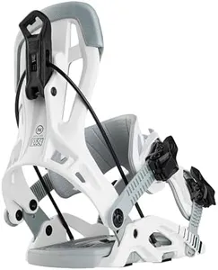Nidecker Flow Fuse Snowboard Bindings – White – Speed-Entry Fusion PowerStrap & Glass-Filled Nylon Baseplate – Size L