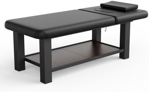 Metal Frame Heavy Duty Stationary Massage Table with Open-Chest & Headrest for Treatment Table, Physical Therapy Table, Spa Facial Professional Massage Bed, Black Leather 31.5'' W x 75.5'' L, 700LBS