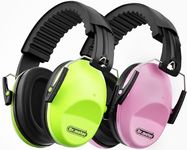 2 Pack Noise Cancelling Headphones for Kids: Dr.meter Kids Ear Protection Earmuffs for Autism Sensory - Hearing Protection Earmuffs for Monster Truck Concerts Study and Fireworks - (green+pink)