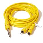 KEBILSHOP Mono 6.35 mm 1/4-inch P38 Male to 2 RCA male Audio cable for guitar, Amplifier,other professional audio equipment.1.8 Meter.Yellow