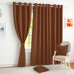 Story@Home Blackout Window Curtains 5 Feet Long Set of 4 Room Darkening Plain Print Opaque Room Darkening Curtain for Living Room, Bedroom, Hall, 118 x 152 cm, Brown, 100% Opacity