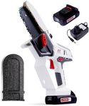 NETTA Cordless Mini Chainsaw 20V MAX, Handheld, Soft-Grip, Lightweight, 11cm Laser-Cut Blade, 2.0AH Lithium Battery & Charger Included