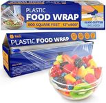 Reli. Plastic Wrap for Food (12" x 800 SQ. FT.) Cling Wrap with Slide Cutter | Clear, Plastic Wrap Kitchen Use | Plastic Food Wrap/Cling Wrap for Food Service | Microwave Safe Food Wrap