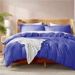 Nestl Bedding Duvet Cover 3 Piece Set – Ultra Soft Double Brushed Microfiber Hotel Collection – Comforter Cover with Button Closure and 2 Pillow Shams, Royal Blue - Full (Double) 80"x90"